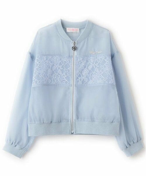 mezzo piano / メゾピアノ ブルゾン | レース切替　シアーブルゾン（サックス）