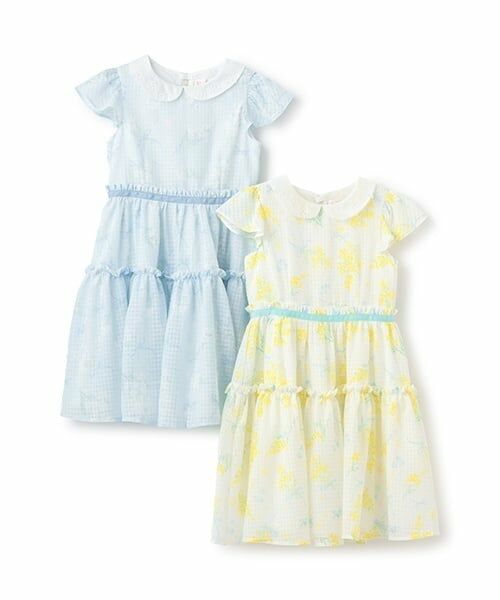 mezzo piano / メゾピアノ ミニ丈・ひざ丈ワンピース | 水彩ミモザ柄　衿付ワンピース | 詳細14