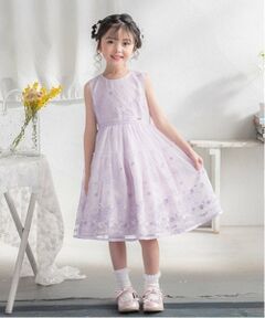 mezzo piano / メゾピアノ ミニ丈・ひざ丈ワンピース | 花刺しゅうチュールドレス