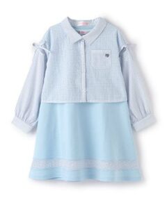 mezzo piano / メゾピアノ ミニ丈・ひざ丈ワンピース | シアーギンガムシャツ＆カットワンピースセット