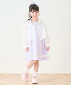 mezzo piano / メゾピアノ ミニ丈・ひざ丈ワンピース | シアーギンガムシャツ＆カットワンピースセット