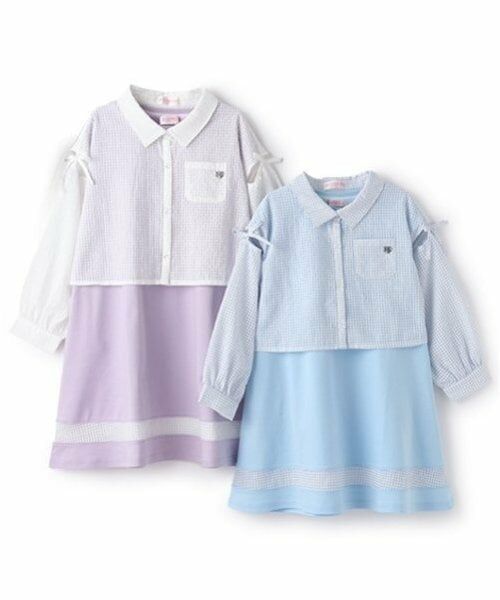 mezzo piano / メゾピアノ ミニ丈・ひざ丈ワンピース | シアーギンガムシャツ＆カットワンピースセット | 詳細13