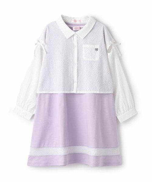 mezzo piano / メゾピアノ ミニ丈・ひざ丈ワンピース | シアーギンガムシャツ＆カットワンピースセット | 詳細14