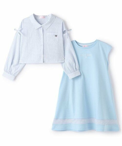 mezzo piano / メゾピアノ ミニ丈・ひざ丈ワンピース | シアーギンガムシャツ＆カットワンピースセット | 詳細2