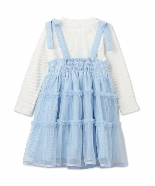 mezzo piano / メゾピアノ ミニ丈・ひざ丈ワンピース | ギンガムティアードチュールワンピース＆長袖Tシャツセット | 詳細1