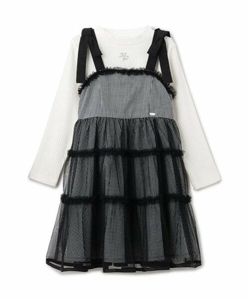 mezzo piano / メゾピアノ ミニ丈・ひざ丈ワンピース | ギンガムティアードチュールワンピース＆長袖Tシャツセット | 詳細13