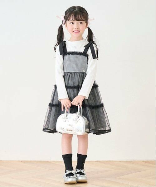 mezzo piano / メゾピアノ ミニ丈・ひざ丈ワンピース | ギンガムティアードチュールワンピース＆長袖Tシャツセット | 詳細15