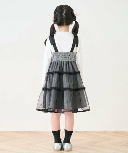 mezzo piano / メゾピアノ ミニ丈・ひざ丈ワンピース | ギンガムティアードチュールワンピース＆長袖Tシャツセット | 詳細17