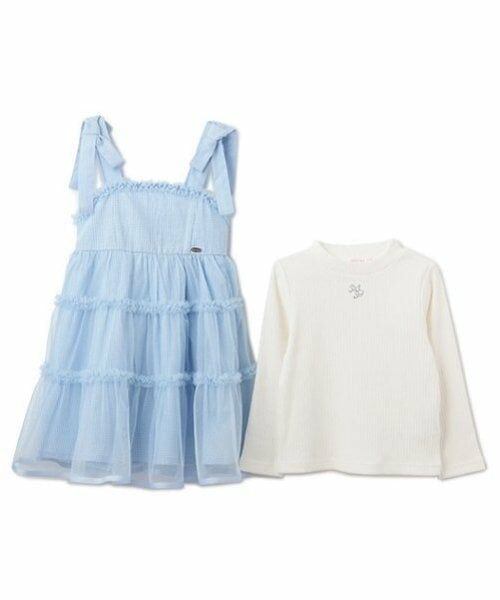 mezzo piano / メゾピアノ ミニ丈・ひざ丈ワンピース | ギンガムティアードチュールワンピース＆長袖Tシャツセット | 詳細2