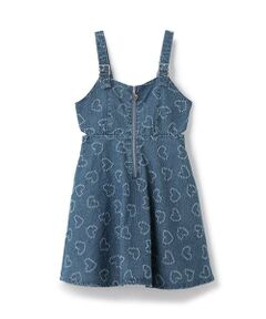 mezzo piano / メゾピアノ ミニ丈・ひざ丈ワンピース | ハート柄デニム　ジャンパースカート