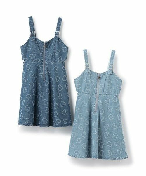 mezzo piano / メゾピアノ ミニ丈・ひざ丈ワンピース | ハート柄デニム　ジャンパースカート | 詳細2