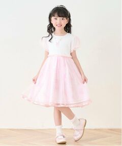 mezzo piano / メゾピアノ ミニ丈・ひざ丈ワンピース | フローラルバレエ柄　ドッキングワンピース