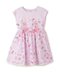 mezzo piano / メゾピアノ ミニ丈・ひざ丈ワンピース | ステッカー総柄　ドッキングワンピース