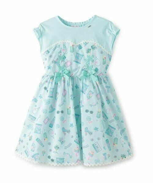 mezzo piano / メゾピアノ ミニ丈・ひざ丈ワンピース | ステッカー総柄　ドッキングワンピース | 詳細2