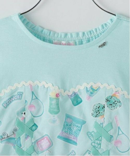 mezzo piano / メゾピアノ ミニ丈・ひざ丈ワンピース | ステッカー総柄　ドッキングワンピース | 詳細4