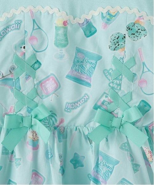 mezzo piano / メゾピアノ ミニ丈・ひざ丈ワンピース | ステッカー総柄　ドッキングワンピース | 詳細8