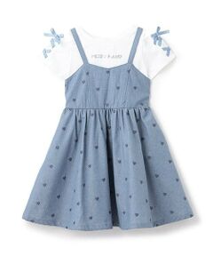 mezzo piano / メゾピアノ ミニ丈・ひざ丈ワンピース | 肩開きTシャツ＆キャミワンピースセット