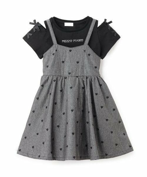 mezzo piano / メゾピアノ ミニ丈・ひざ丈ワンピース | 肩開きTシャツ＆キャミワンピースセット | 詳細1