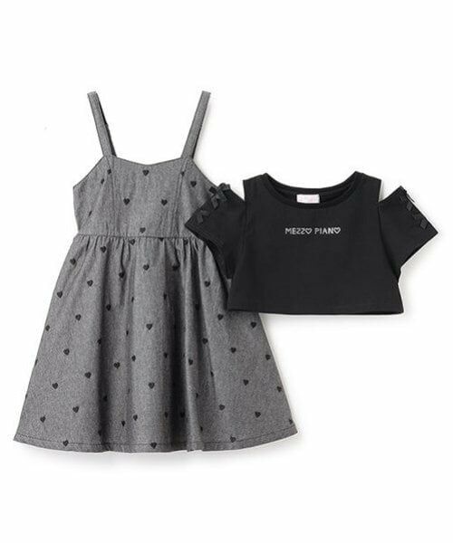 mezzo piano / メゾピアノ ミニ丈・ひざ丈ワンピース | 肩開きTシャツ＆キャミワンピースセット | 詳細3