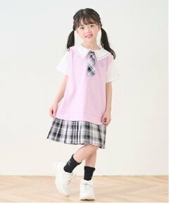 mezzo piano / メゾピアノ ミニ丈・ひざ丈ワンピース | セーラーカラー　チェックプリーツ　ドッキングワンピース