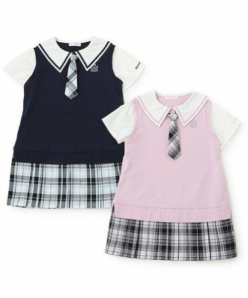 mezzo piano / メゾピアノ ミニ丈・ひざ丈ワンピース | セーラーカラー　チェックプリーツ　ドッキングワンピース | 詳細13