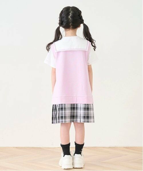 mezzo piano / メゾピアノ ミニ丈・ひざ丈ワンピース | セーラーカラー　チェックプリーツ　ドッキングワンピース | 詳細17