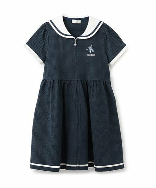 mezzo piano / メゾピアノ ミニ丈・ひざ丈ワンピース | 【バレエ】セーラーカラーギンガムチェック前開きワンピース | 詳細1