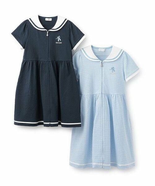 mezzo piano / メゾピアノ ミニ丈・ひざ丈ワンピース | 【バレエ】セーラーカラーギンガムチェック前開きワンピース | 詳細10