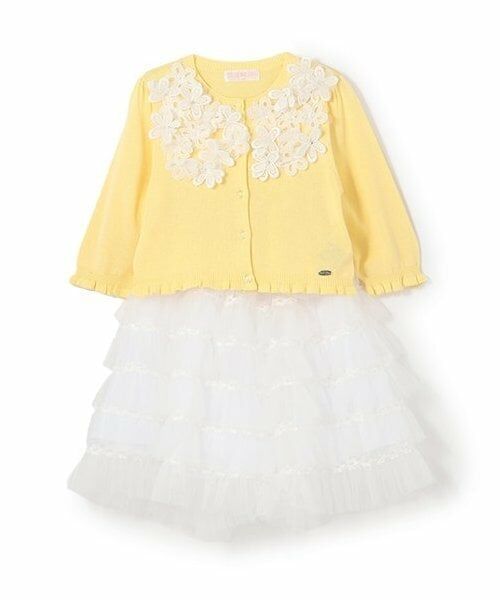 mezzo piano / メゾピアノ カーディガン・ボレロ | ニットカーディガン＆チュールフリルスカートセット（クリーム）