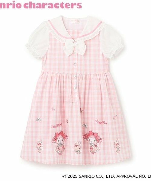 mezzo piano / メゾピアノ ミニ丈・ひざ丈ワンピース | 【マイメロディ・シナモロール】セーラーワンピース（ピンク）