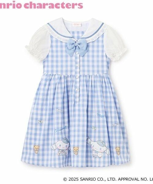 mezzo piano / メゾピアノ ミニ丈・ひざ丈ワンピース | 【マイメロディ・シナモロール】セーラーワンピース（サックス）