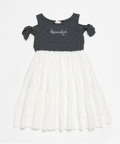 mezzo piano / メゾピアノ ミニ丈・ひざ丈ワンピース | ★シェル柄レース　ドッキングワンピース