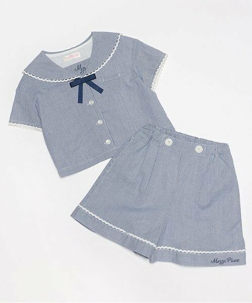 mezzo piano / メゾピアノ シャツ・ブラウス | 6031316R　セーラーカラーブラウス　セットアップ（紺）