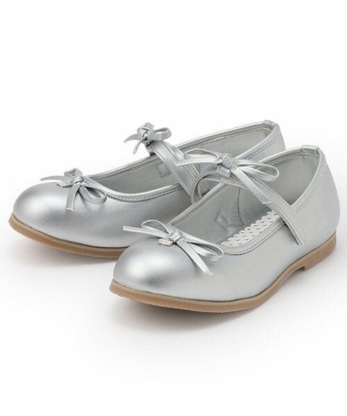 mezzo piano / メゾピアノ パンプス | リボン バレエシューズ(シルバー)