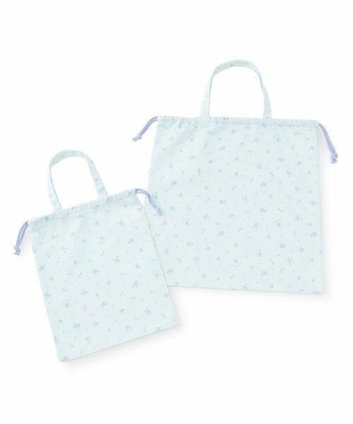 mezzo piano / メゾピアノ ポーチ | 小花柄　体操着・給食着入れ巾着セット（ライト ブルー）
