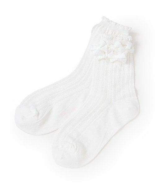 mezzo piano / メゾピアノ ソックス | リボンイッパイ　クルーソックス（白）