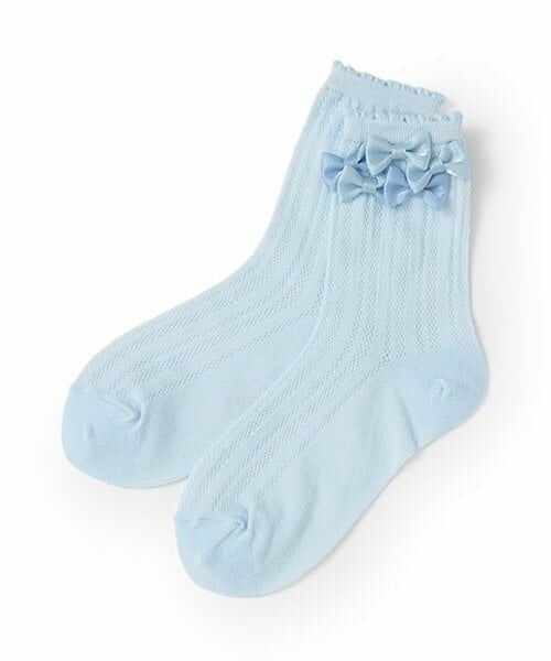 mezzo piano / メゾピアノ ソックス | リボンイッパイ　クルーソックス（サックス）