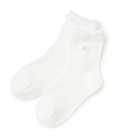 mezzo piano / メゾピアノ ソックス | フリル　ロゴ刺繍ソックス