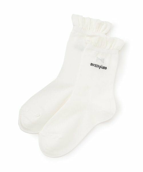 mezzo piano / メゾピアノ ソックス | リボンラインストーンつき　ソックス（オフ ホワイト）