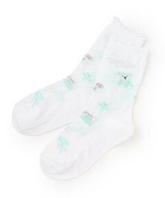 mezzo piano / メゾピアノ ソックス | ステッカー柄　クルーソックス