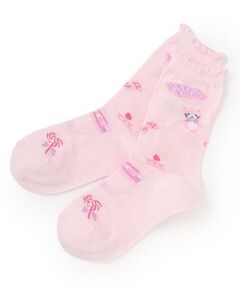 mezzo piano / メゾピアノ ソックス | ステッカー柄　クルーソックス