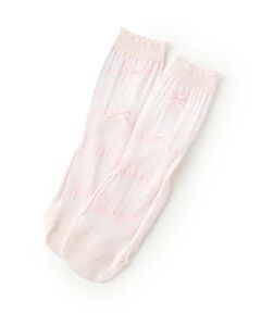 mezzo piano / メゾピアノ ソックス | トゥシューズ風透かし柄　クルーソックス