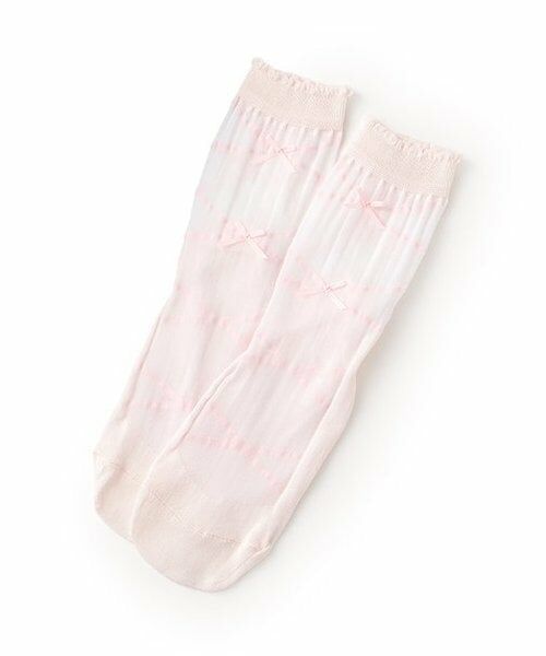 mezzo piano / メゾピアノ ソックス | トゥシューズ風透かし柄　クルーソックス（ライト ピンク）