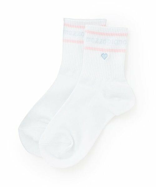 mezzo piano / メゾピアノ ソックス | ロゴライン　リブソックス（ライト ピンク）