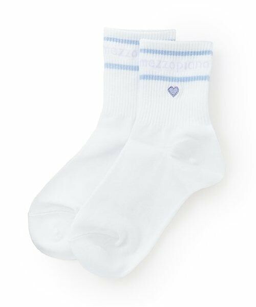 mezzo piano / メゾピアノ ソックス | ロゴライン　リブソックス（ブルー）