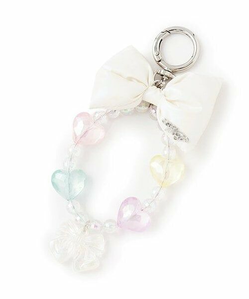 mezzo piano / メゾピアノ チャーム | リボン×ビーズ　キーチャーム（白）