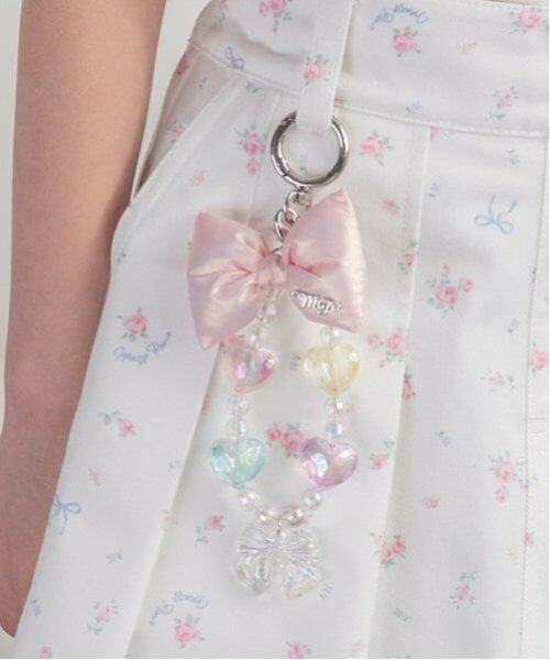mezzo piano / メゾピアノ チャーム | リボン×ビーズ　キーチャーム（ライト ピンク）