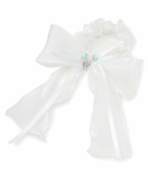 mezzo piano / メゾピアノ ヘアゴム・シュシュ | 巻きバラ　オーガンジー　リボンシュシュ（オフ ホワイト）