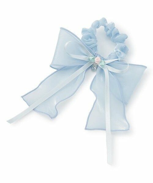 mezzo piano / メゾピアノ ヘアゴム・シュシュ | 巻きバラ　オーガンジー　リボンシュシュ（ライト ブルー）