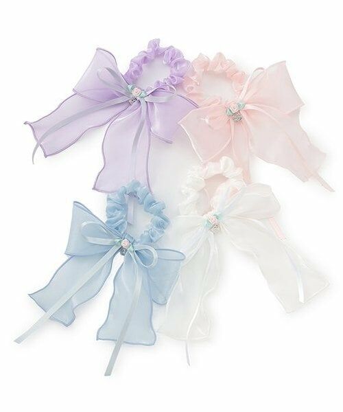 mezzo piano / メゾピアノ ヘアゴム・シュシュ | 巻きバラ　オーガンジー　リボンシュシュ | 詳細4